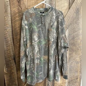 Vintage Redhead Realtree Hardwoods Camo Shirt Mens 2XL Long Sleeve Henley